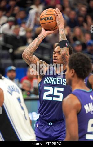 Orlando, Florida, USA, November 26, 2023, Charlotte Hornets forward PJ Washington Jr #25 attempt to score at the Amway Center. (Photo Credit: Marty Jean-Louis/Alamy Live News Stock Photo