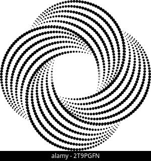 Impossible symbol. Rounded dotted shape. Infinite knot sign. Overlapping thin lines form. Optical illusion art. Design element for logo, icon, print, cover, tag, emblem. Abstract vector illustration Stock Vector