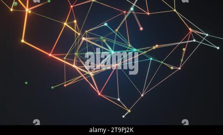 Digital Plexus connect line and dots moving, Futuristic technology neural networks, Artificial intelligence (AI) background. Digital network concept. Stock Photo