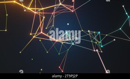 Digital Plexus connect line and dots moving, Futuristic technology neural networks, Artificial intelligence (AI) background. Digital network concept. Stock Photo