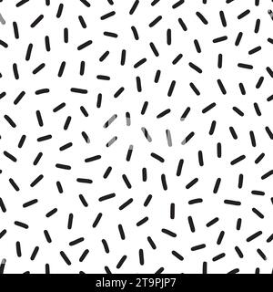 Small dash pattern on white background. Hand drawn small black dash seamless pattern. Simple minimal abstract, geometric texture design seamless background. Vector illustration Stock Vector