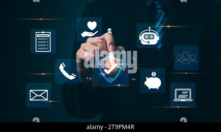 Innovative Insurance Solutions Application Programming Interface API Robot RPA Insurance technology. help insurers save time and money, improve custom Stock Photo