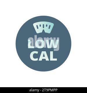 Low cal colorful vector label. Low calories, weight loss and healthy eating sticker. Stock Vector