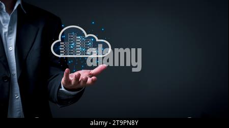 Cybersecurity and information connection. Cloud computing data technology storage security protection concept. Stock Photo