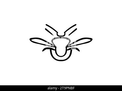 Black Wasp minimal style icon illustration design Stock Vector