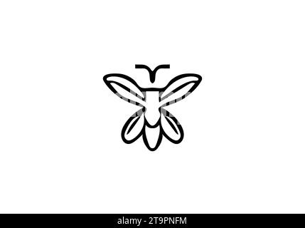 Black Wasp minimal style icon illustration design Stock Vector