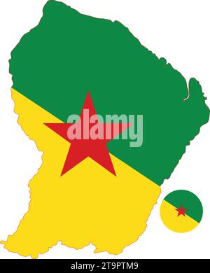 French guiana Map and Flag Stock Vector