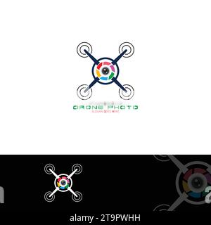 Drone Logo Template Vector Icon. Photography Drone Vector. Quadcopter Vector. Stock Vector