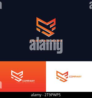 Letter M S Icon Logo Design Template. Creative Initial S M Symbol, Creative Modern Elegant Trendy Unique Artistic Black And White Colour Ms Sm M S Ini Stock Vector