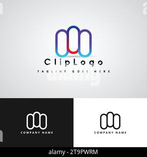 Stationery Logo Vector. Paper Clips Design Stock Vector