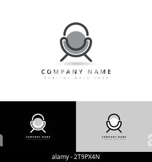 Home Design Inspiration Logo Design, Home Sofa, Minimalist Chair Stock Vector