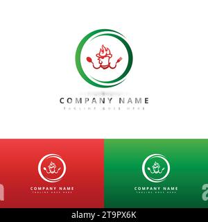 Roster Food Logo Design Roster with Fork and Chef Cap Cooking Logo Stock Vector