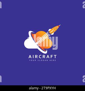 Cloud Rocket Logo Template, Rocket And Cloud Logo Design. Start Up Stock Vector