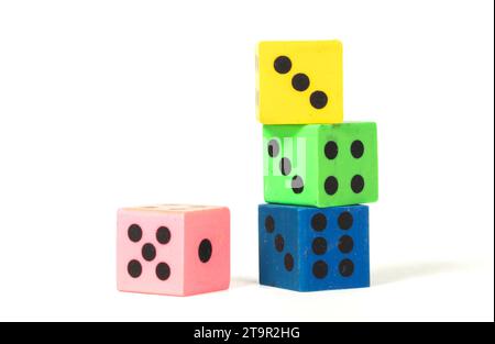 Erasers in the form of dice, isolated on white Stock Photo
