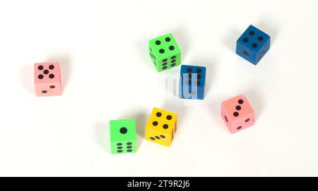 Erasers in the form of dice, isolated on white Stock Photo