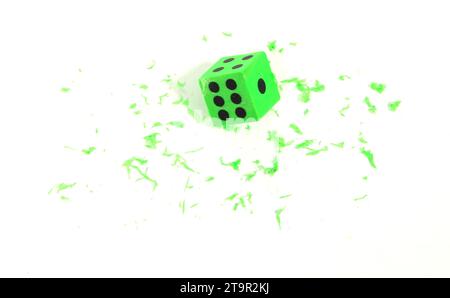 Eraser in the form of dice, isolated on white Stock Photo