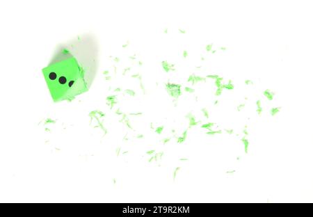 Eraser in the form of dice, isolated on white Stock Photo