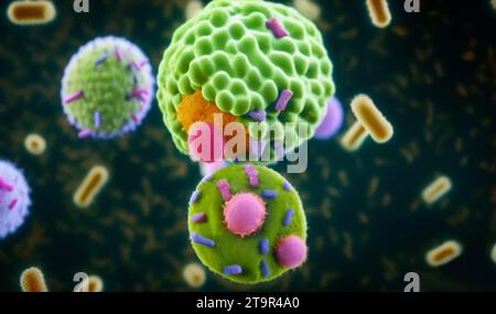 cell life, abstract scientific illustration Stock Photo