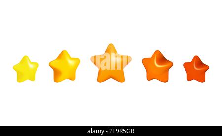 Yellow, orange and red 3D stars icons vector illustration design. Stock Vector