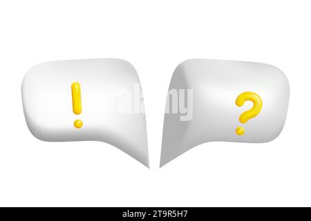 3d bubble speeches with question and exclamation mark. Stock Vector