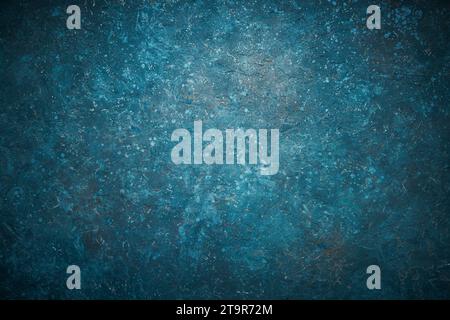 Dark blue old vintage backdrop, grey wall texture background Stock Photo