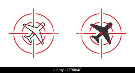 Airplane at gunpoint icon. Aiming on a plane. Vector illustration Stock Vector