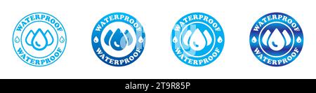 Waterproof icon set. Water proof logo. Vector illustration Stock Vector