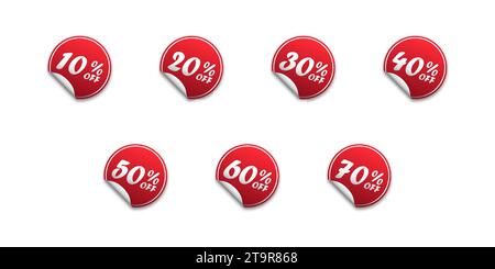 Special offer discount stickers with different sale percentage. Flat vector illustration. Stock Vector