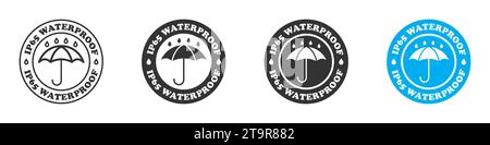 IP65 waterproof logo. Water resistance level icon. Vector illustration Stock Vector
