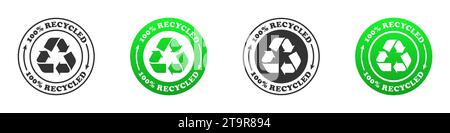 100% recycled icon set. Vector illustration Stock Vector