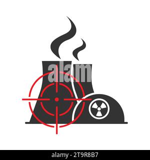 Nuclear power plant target icon. Flat vector illustration. Stock Vector