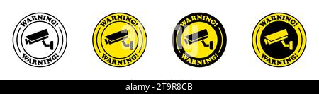 Warning camera sticker set. Vector illustration Stock Vector