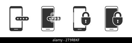 Locked phone icon. Vector illustration Stock Vector