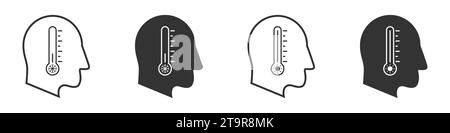 Thermometer icon in the human head. Vector illustration Stock Vector