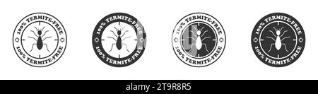 100% termite free icon set. Termite target icon. Vector illustration Stock Vector