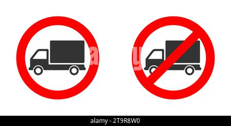 No truck sign. No lorry parking. Truck prohibition icon. Vector illustration Stock Vector