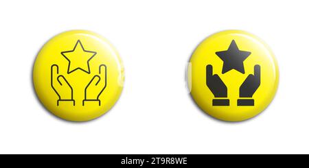 Hands holds star icon. Star in the hands. Vector illustration Stock Vector