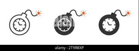 Bomb icon with clock inside. Time bomb sign. Deadline icon. Vector illustration Stock Vector