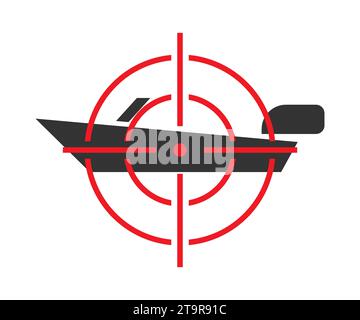 Boat at gunpoint icon. Flat vector illustration. Stock Vector