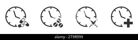 Medicine time icon. Dose time icon. Vector illustration Stock Vector