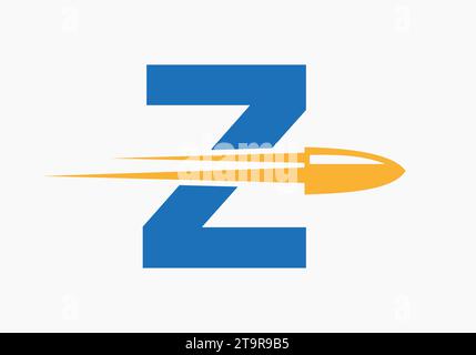 Bullet Logo On Letter Z With Moving Bullet Symbol Stock Vector