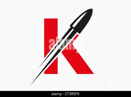 Bullet Logo On Letter K With Moving Bullet Symbol Stock Vector