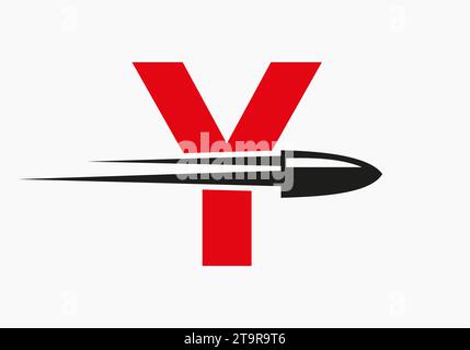 Bullet Logo On Letter Y With Moving Bullet Symbol Stock Vector