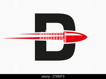 Bullet Logo On Letter D With Moving Bullet Symbol Stock Vector