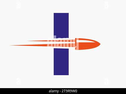 Bullet Logo On Letter I With Moving Bullet Symbol Stock Vector