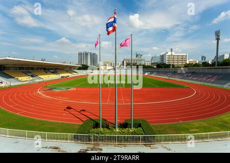 Bangkok, Thailand - November 27, 2013: Football field and running track at Chulalongkorn University located in Bangkok, Thailand. Stock Photo