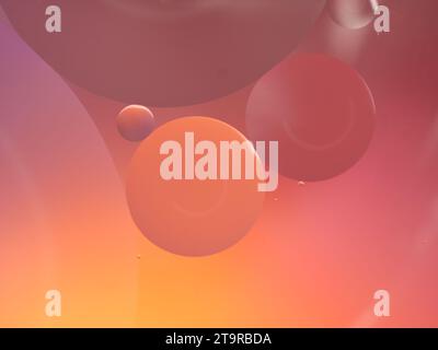 Pastel artistic of oil drop floating on the water. Pastel color bubble for background. Abstract oil bubbles background. Macro shot. oil bubbles close Stock Photo