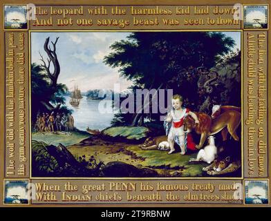Edward Hicks, Peaceable Kingdom, painting in oil on canvas, circa 1826 Stock Photo