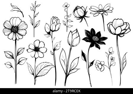 wedding flower arrangements logo hand drawn design concept template ...