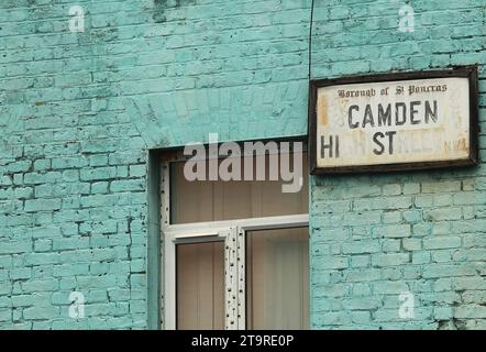 A general view of an old Camden High Street sign with missing letters in London, England Stock Photo